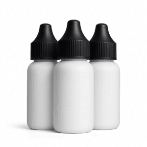 Private label lace wig adhesive bottles displayed in a clean studio trio.